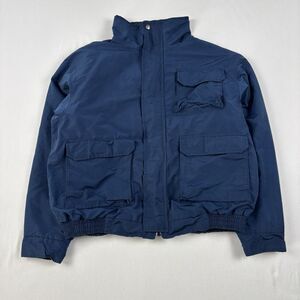 Woolrich jacket blue Lined wool plaid Large Made in USA Vintage Classic Nylon